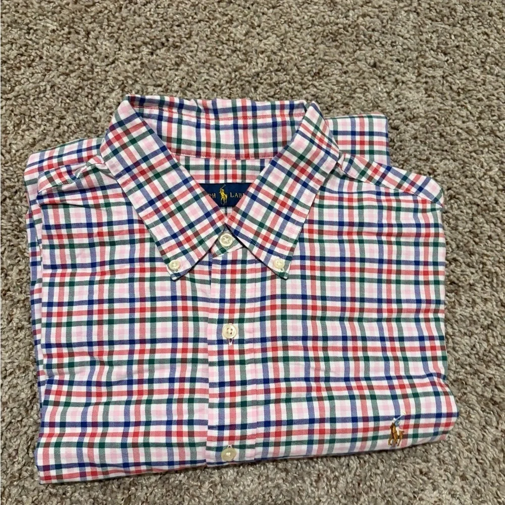 Polo Ralph Lauren Men's Red and Blue Checkered Shirt